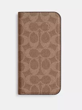 Coach Signature Brown Leather Phone Case